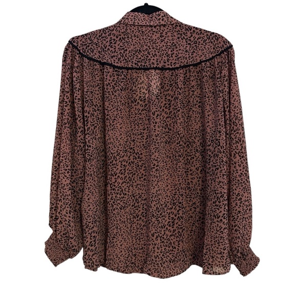 UMGEE Leopard Print Balloon Sleeve Button Down Top L - Picture 2 of 2